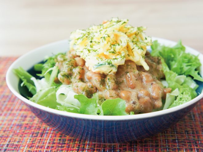 卵スパサラ納豆サラダ  納豆　簡単レシピ