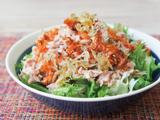 簡単納豆レシピ｜納豆かつお柚子ちりめんサラダ