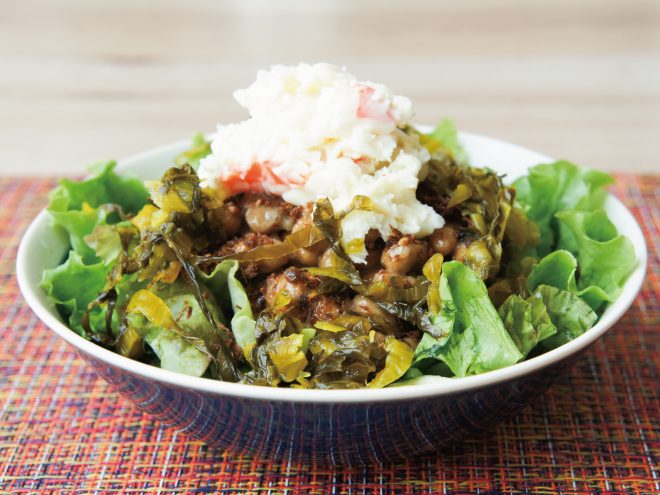 簡単納豆レシピ｜かつお高菜納豆ポテトサラダ