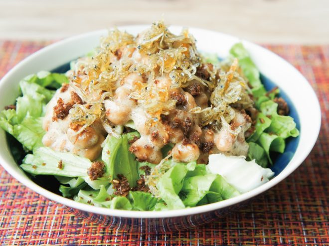 簡単納豆レシピ｜おかかちりめん柚子納豆サラダ