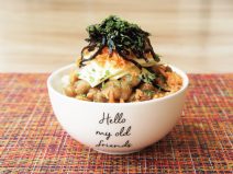 青のり昆布チーズしゃけ納豆ご飯