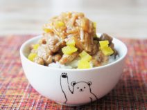 なめ茸たくあん納豆ご飯