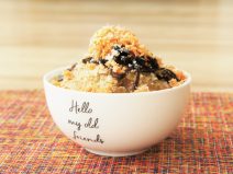 シャケとしそ昆布なめ茸納豆ご飯