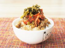 キムチ明太子高菜納豆ご飯