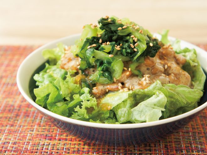 ごま高菜納豆玉ねぎサラダ