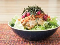 しば漬け納豆のり鮭サラダ