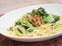 大葉納豆たらこ小松菜パスタ
