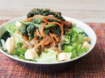 納豆チーズ菜の花の胡麻和えオニオンサラダ