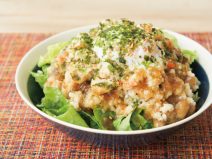 青のり温玉卯の花納豆オニオンサラダ