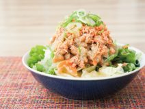 ねぎシャケごま納豆オリーブレモンオニオンサラダ