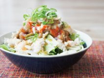 胡麻オニオン納豆キムチねぎチキンサラダ