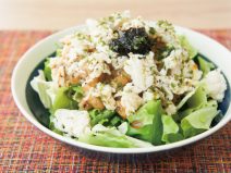 海苔のりスパイス納豆蒸し鶏サラダ