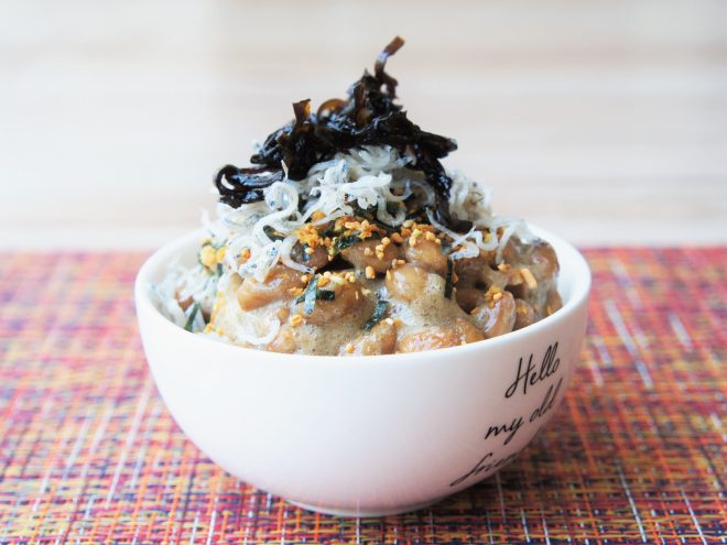 納豆ちりめんウニ昆布ご飯