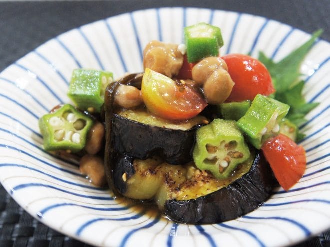 佐土原茄子と納豆オクラのさっぱりタレ