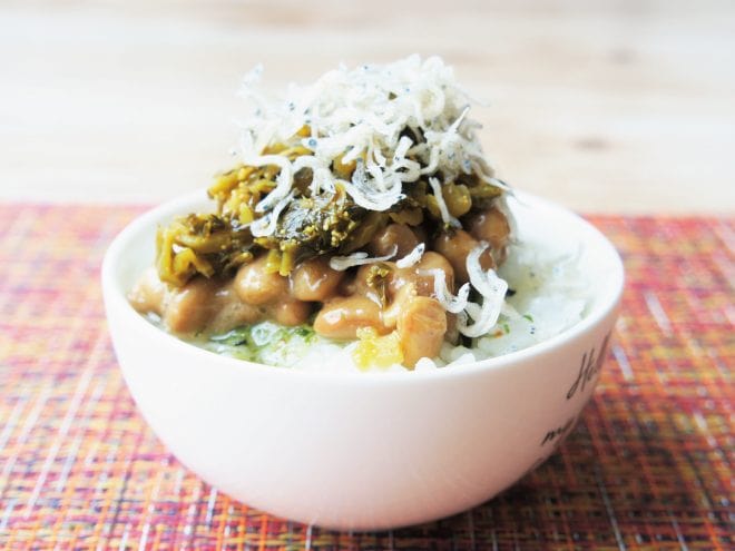 納豆ちりめん高菜わさび茶漬け