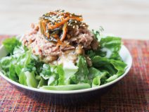 シーチキン納豆柚子かぼす松前漬けサラダ