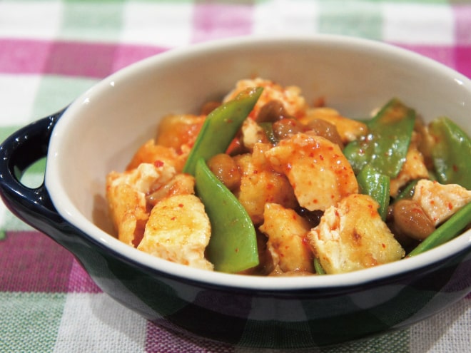 納豆とさやえんどうのピリッと和え