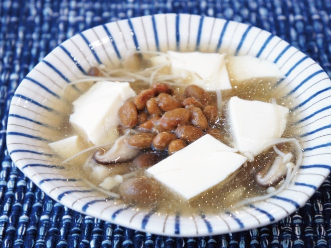 豆腐ときのこのとろみ納豆スープ