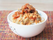 シャケたこキムチ納豆ご飯