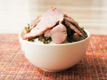 韓国のりパストラミポーク納豆麦ご飯