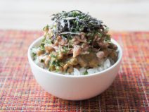 あおさシーチキン塩昆布納豆麦ご飯