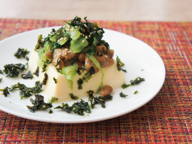 たかな海苔ごま納豆たまご豆腐