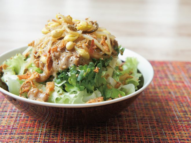 すりごまナムル納豆フライドオニオンサラダ