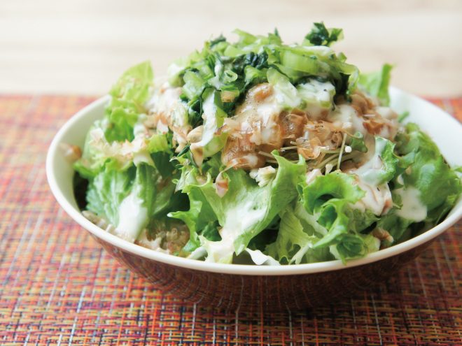 高菜かつお納豆シーザーサラダ