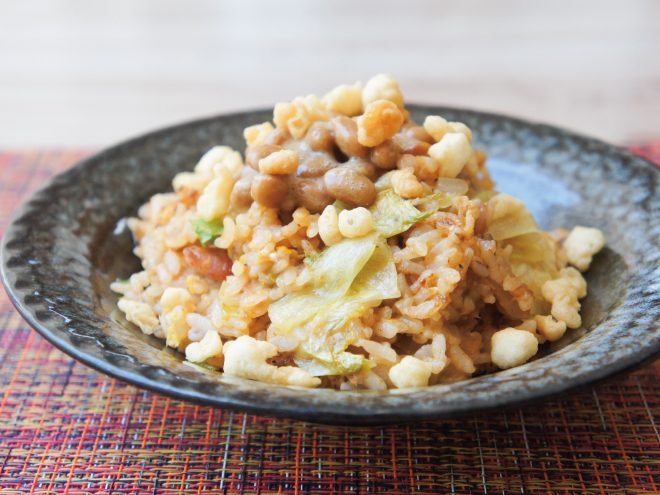 えび天かす納豆レタスキムチチャーハン