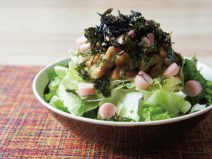 のり梅ひじき納豆ソーセージサラダ