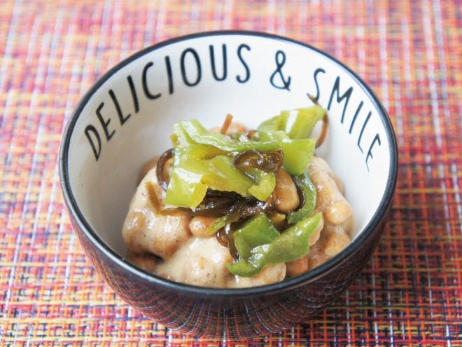 ピーマンの塩昆布和え納豆