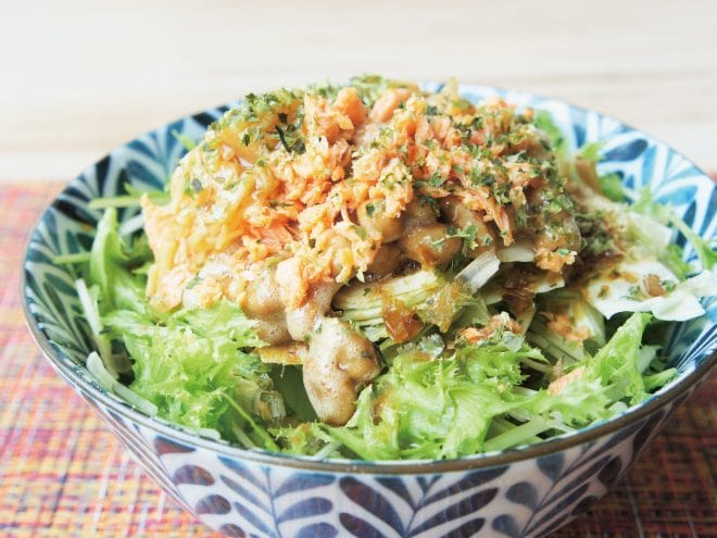 納豆なめ茸かつお節サラダ