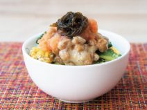 ゴーヤチャンプルもずく納豆明太子ご飯