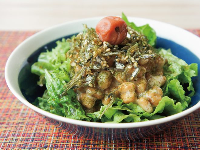 小魚と青のり納豆梅サラダ｜簡単納豆レシピ
