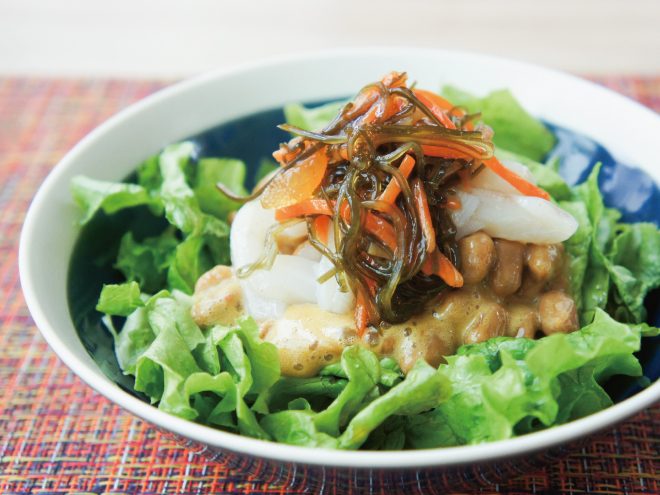 松前漬けと柚子イカ納豆サラダ｜簡単納豆レシピ