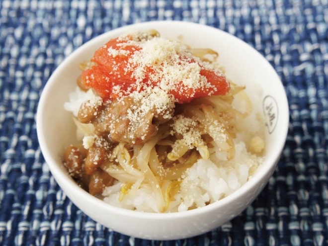明太もやし納豆ご飯