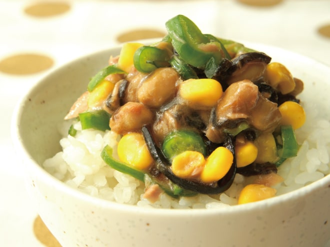 シーチキンコーン納豆かけご飯 シーチキンコーン納豆かけご飯