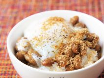 温泉卵とオリーブオイル納豆ご飯