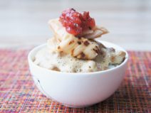 スモークささみのネギドレッシング和え納豆ご飯