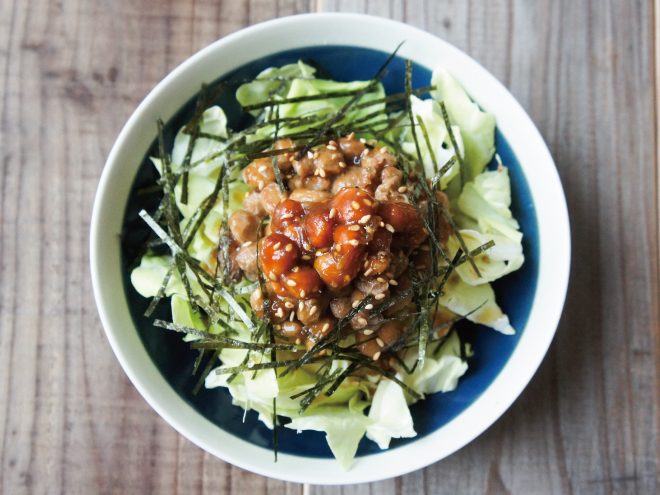 海苔納豆ピーナッツ味噌サラダ