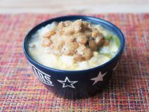 小松菜と豆腐の卵納豆粥