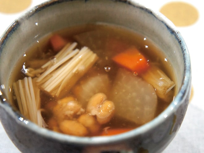 大根とにんじんと納豆のとろみスープ
