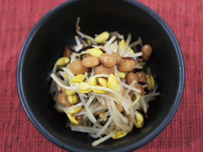 大豆もやしの塩昆布納豆さっぱり和え