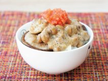 焼きしいたけ明太子チーズ納豆ご飯