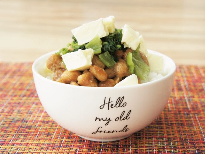 たかなとチーズの納豆ご飯