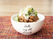 もやし酢の納豆ご飯