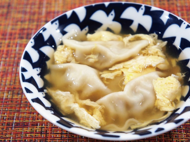 納豆餃子のかき玉スープ