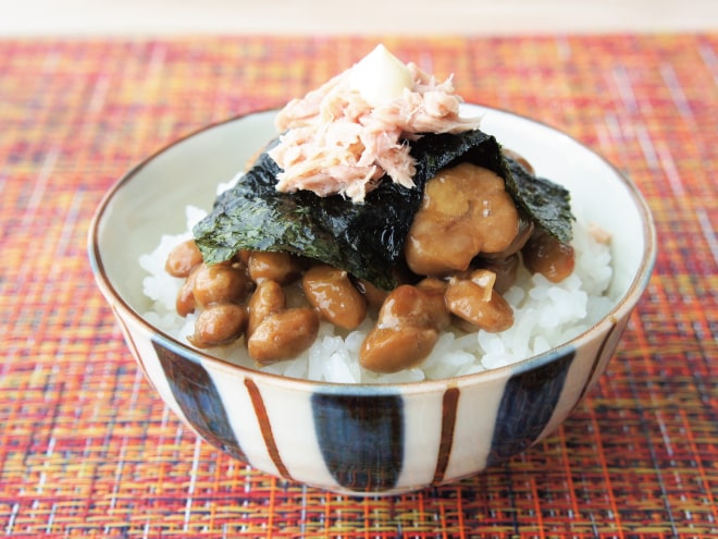 醤油海苔シーチキン納豆ご飯