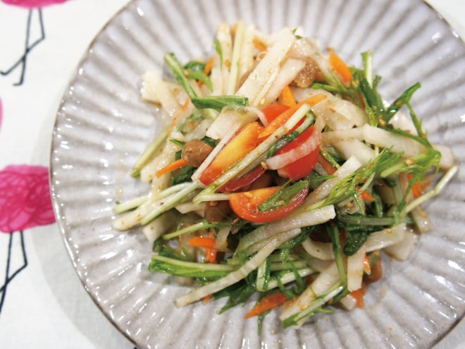 大根と水菜のシャキシャキ納豆サラダ