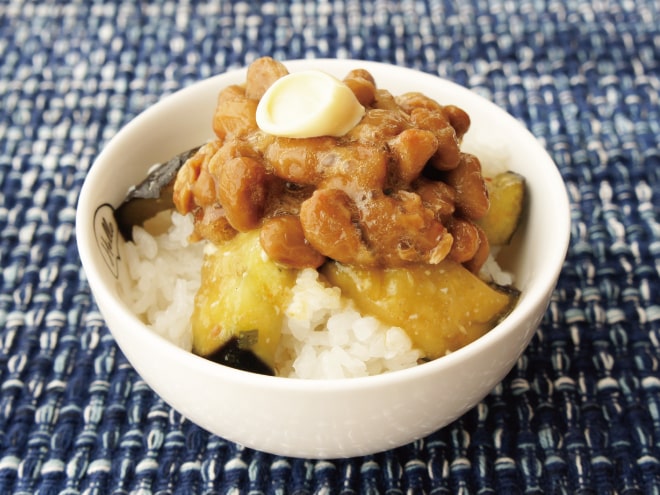 茄子味噌マヨ納豆ご飯